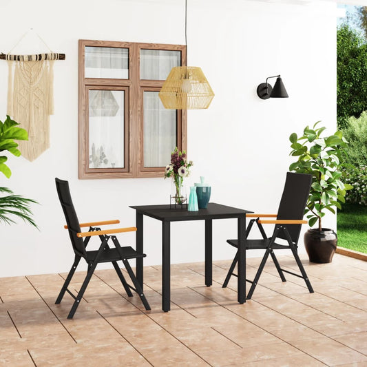 Dining Set Black and Brown PE rattan, WPC, aluminum Medium