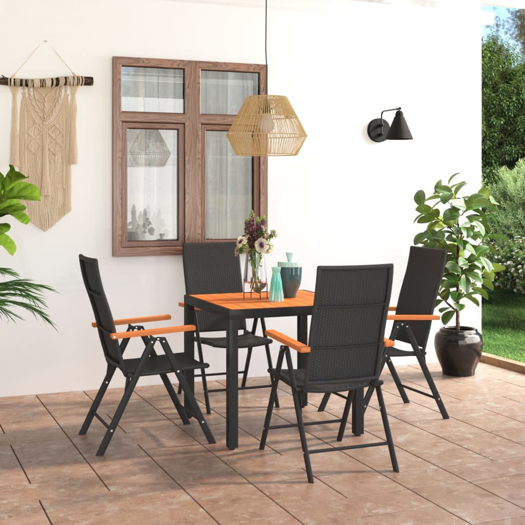 Dining Set Black and Brown PE rattan Standard Size Durable