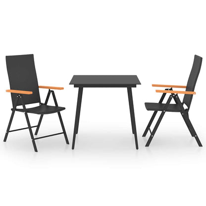 Dining Set Black and Brown PE Rattan, WPC, Steel, Glass Standard