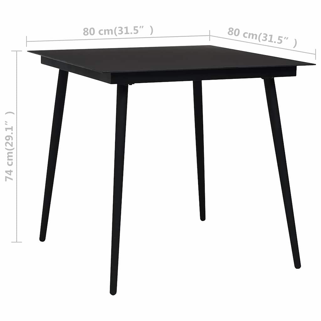 Dining Set Black and Brown PE Rattan, WPC, Steel, Glass Standard