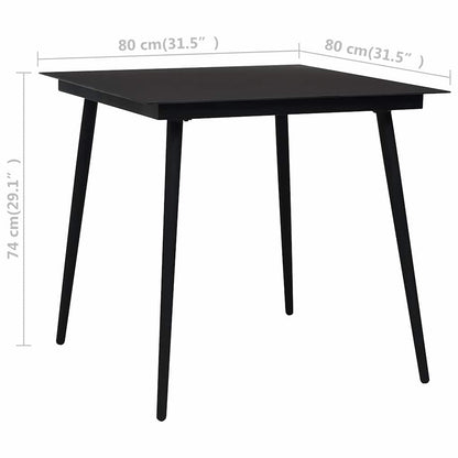 Dining Set Black and Brown PE Rattan, WPC, Steel, Glass Standard