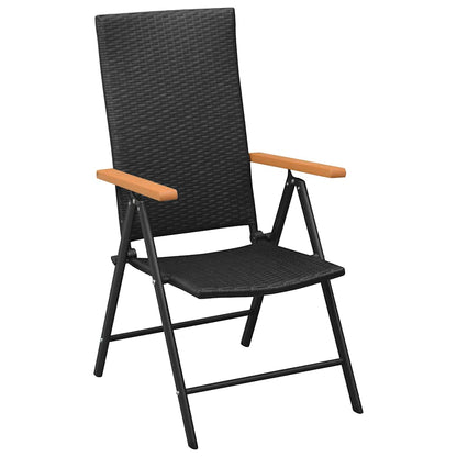 Dining Set Black and Brown PE Rattan, WPC, Steel, Glass Standard