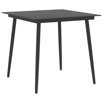 Dining Set Black and Brown PE Rattan, WPC, Steel, Glass Standard