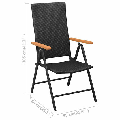 Dining Set Black and Brown PE Rattan, WPC, Steel, Glass Standard