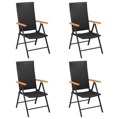 Dining Set Black and Brown PE rattan, Glass, Aluminium, WPC Medium