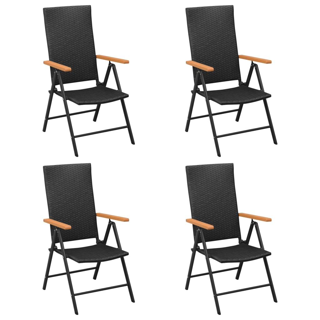 Dining Set Black and Brown PE rattan, Glass, Aluminium, WPC Medium