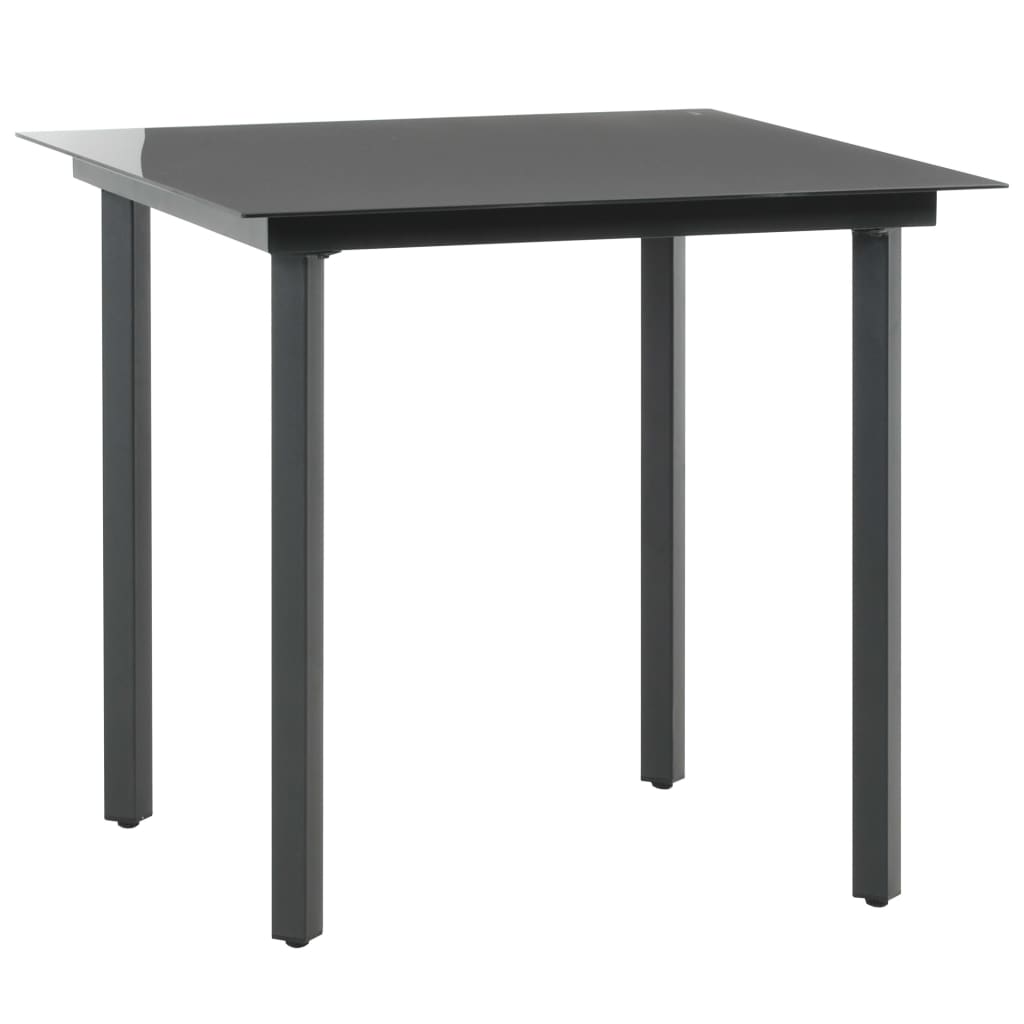 Dining Set Black PVC rattan, Glass, Powder-coated steel Medium