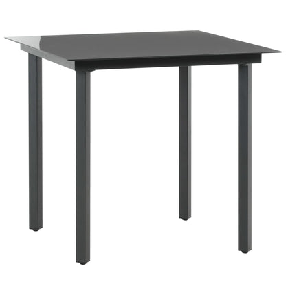 Dining Set Black PVC rattan, Glass, Powder-coated steel Medium