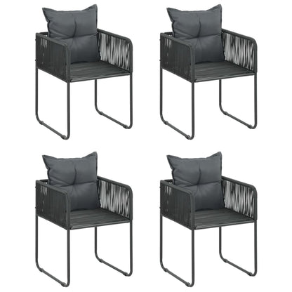 Dining Set Black PVC rattan, Glass, Powder-coated steel Medium