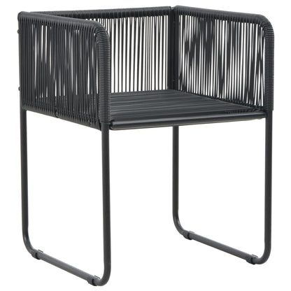 Dining Set Black PVC rattan, Glass, Powder-coated steel Medium