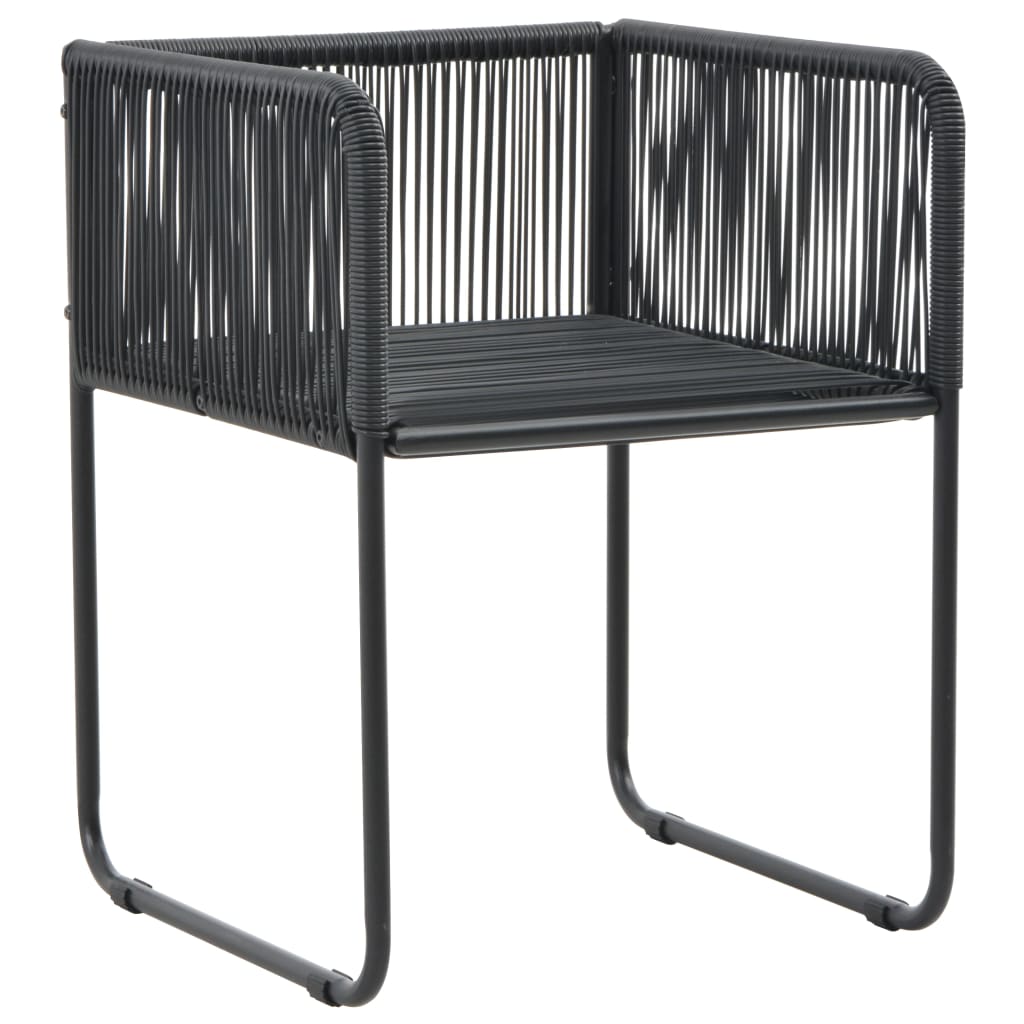 Dining Set Black PVC rattan, Glass, Powder-coated steel Medium