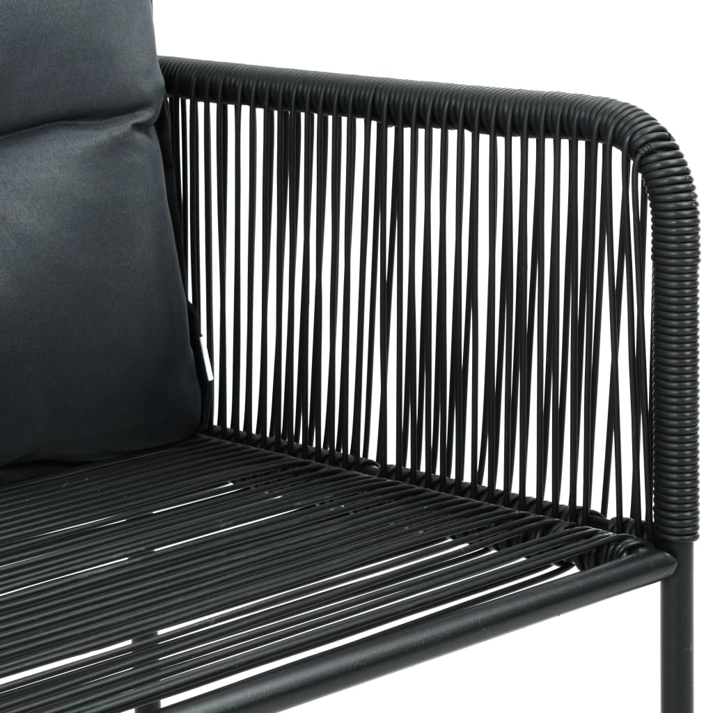 Dining Set Black PVC rattan, Glass, Powder-coated steel Medium
