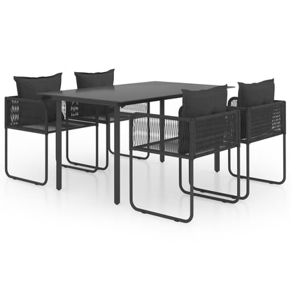 Dining Set Black PVC rattan 5-piece set Foldable Dining Set