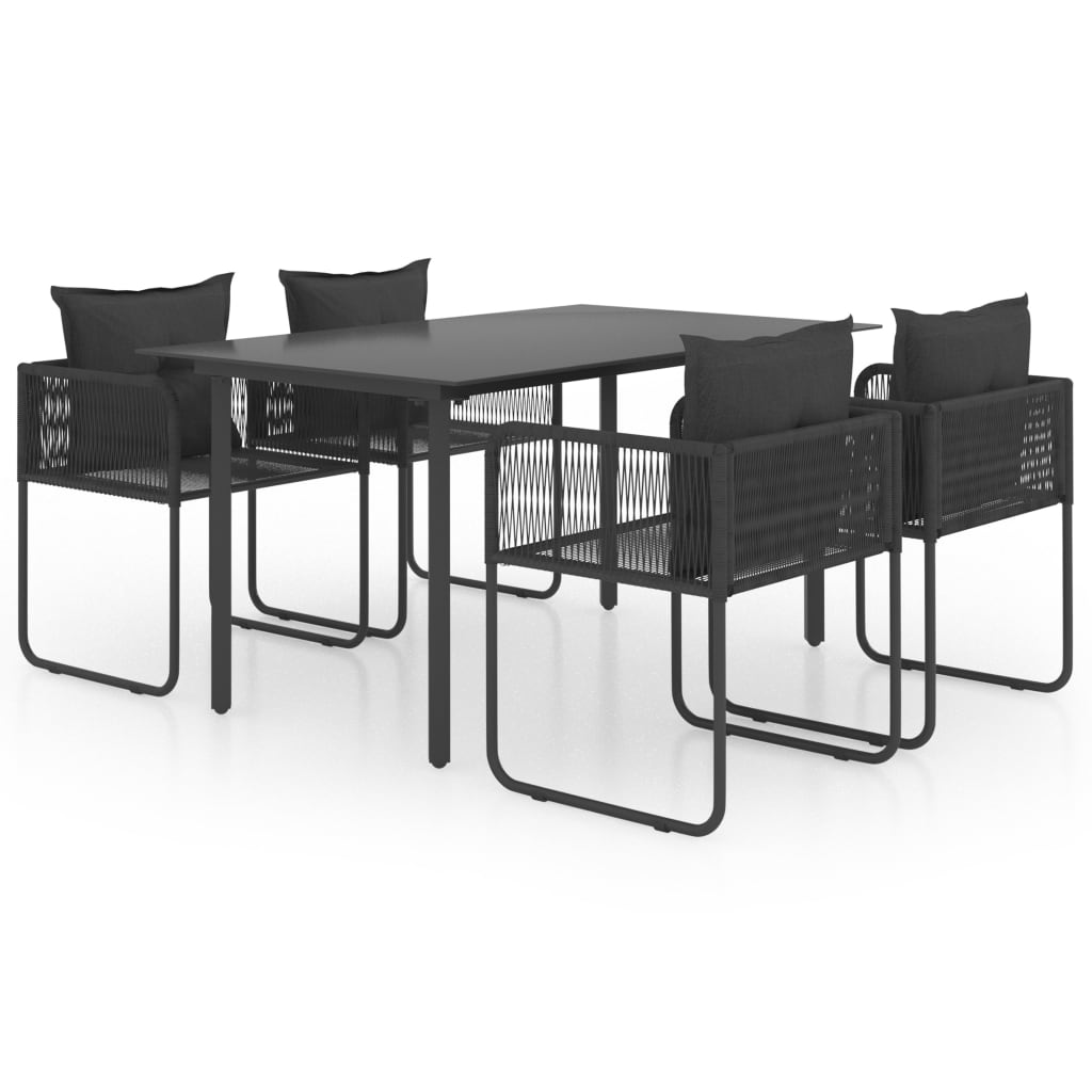 Dining Set Black PVC rattan 5-piece set Foldable Dining Set