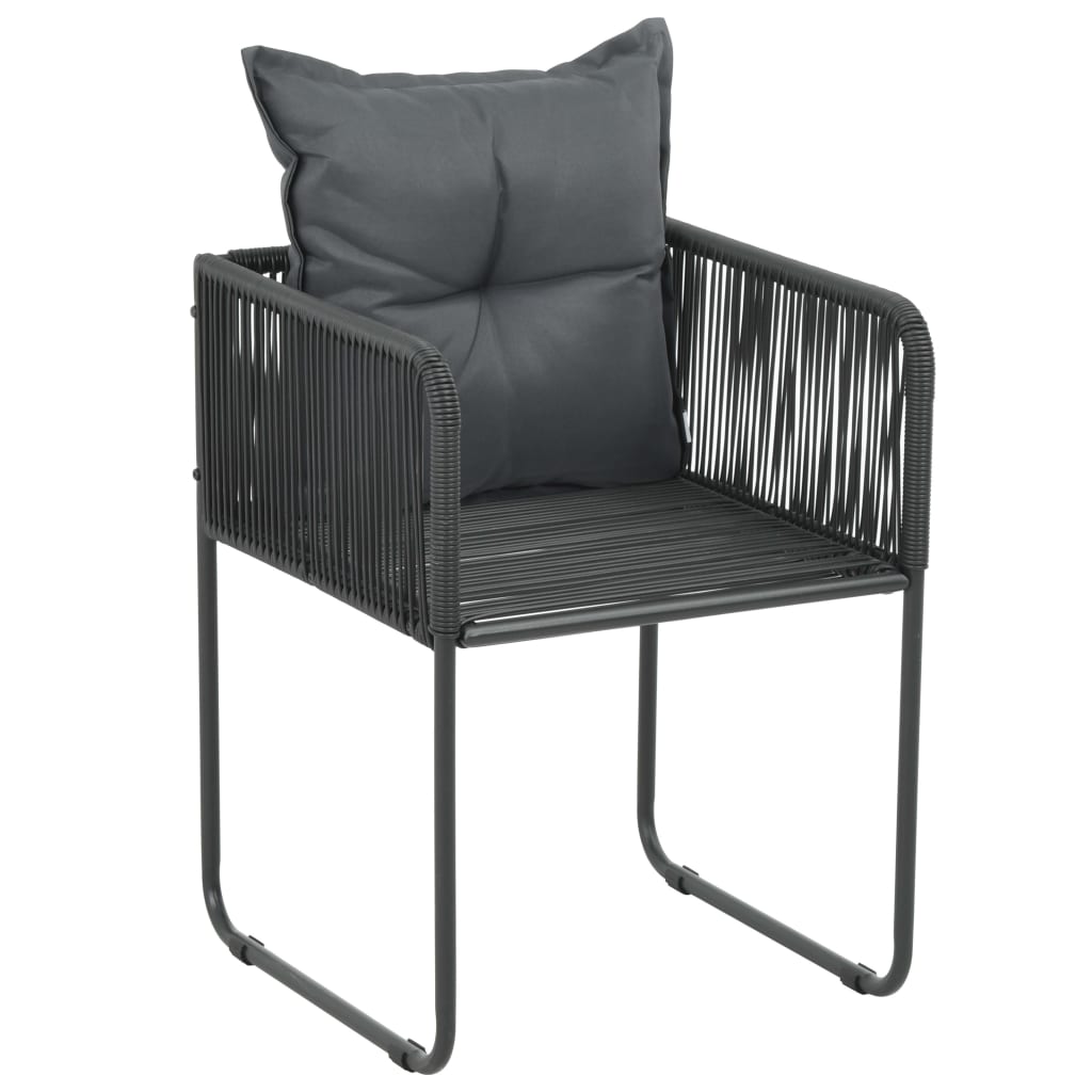 Dining Set Black PVC rattan 5-piece set Foldable Dining Set