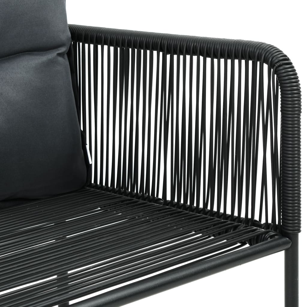 Dining Set Black PVC rattan 5-piece set Foldable Dining Set