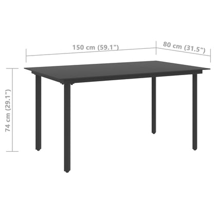 Dining Set Black PVC rattan 5-piece set Foldable Dining Set