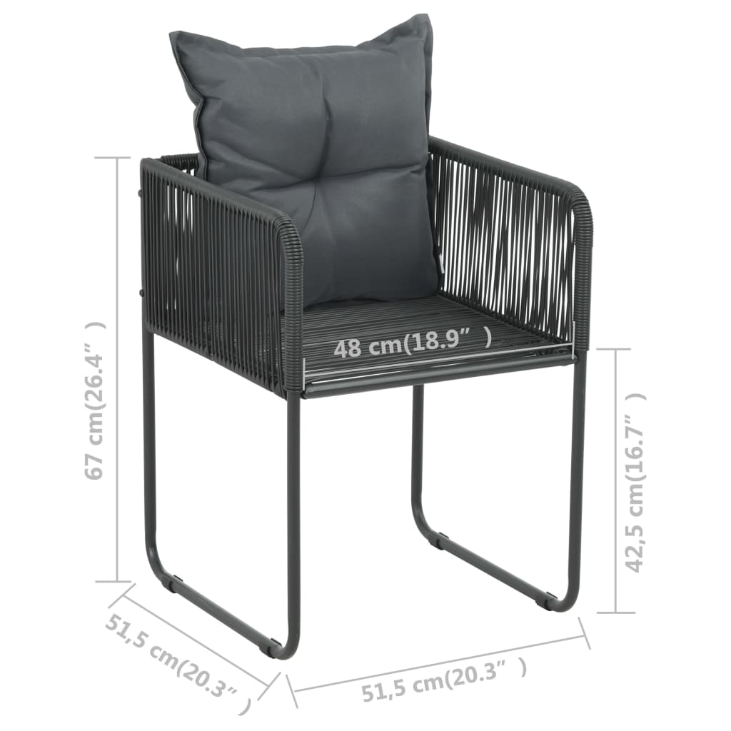Dining Set Black PVC rattan 5-piece set Foldable Dining Set