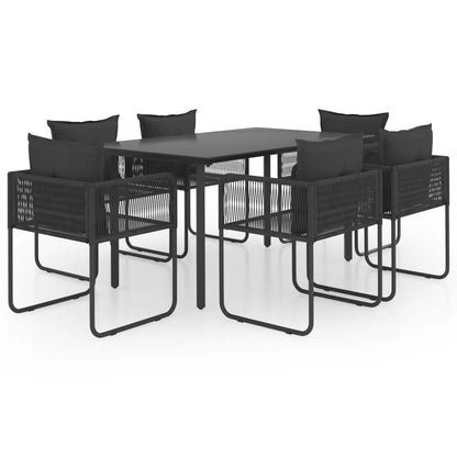 Dining Set Black PVC rattan One size Foldable Garden Dining Set