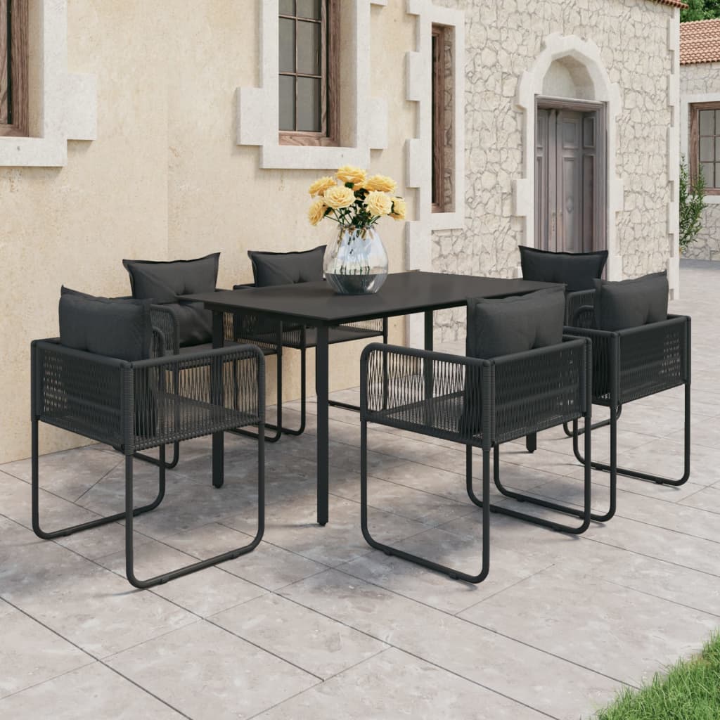 Dining Set Black PVC rattan One size Foldable Garden Dining Set