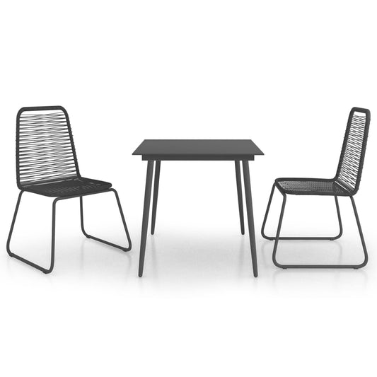Dining Set Black PVC Rattan Compact Lightweight Dining Set