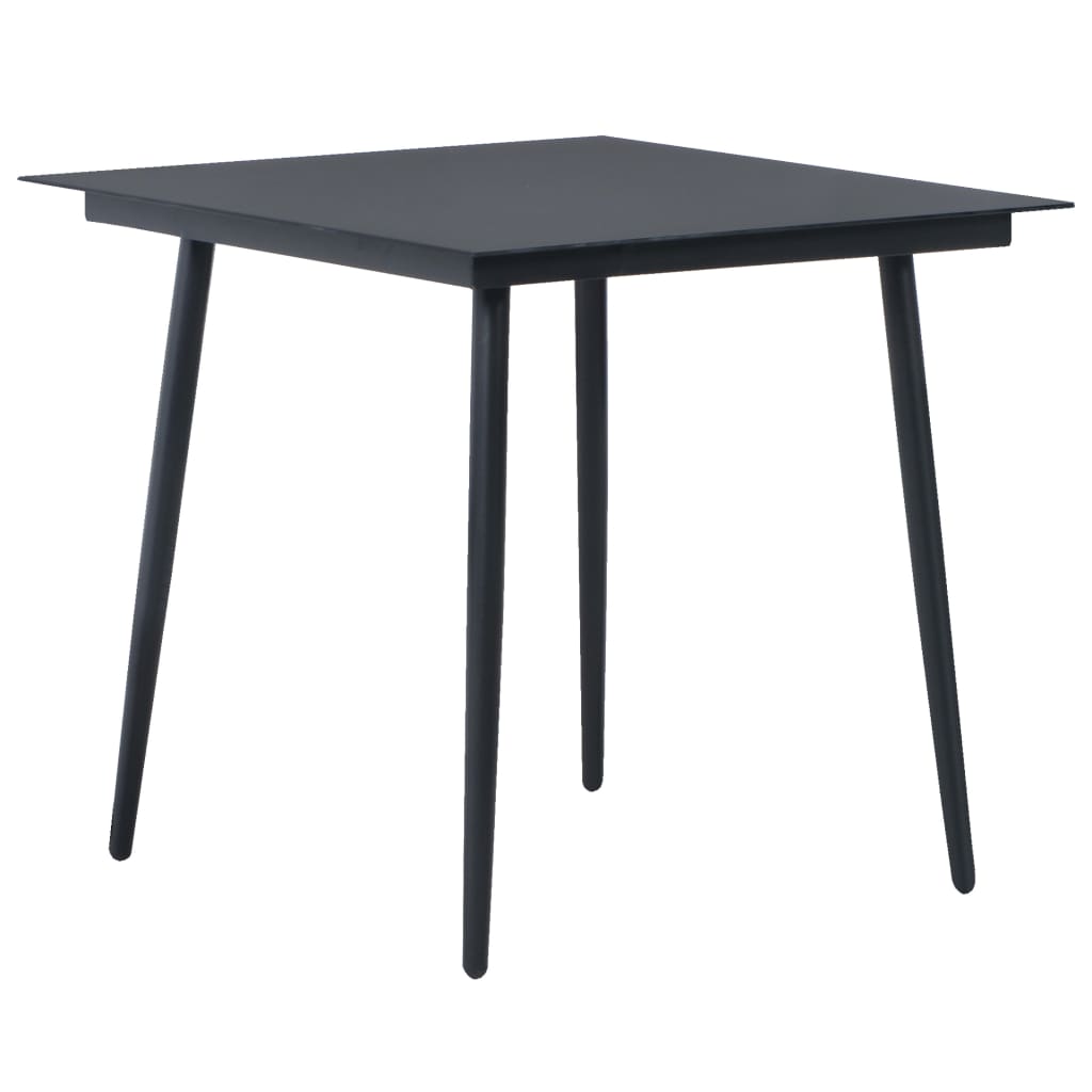 Dining Set Black PVC Rattan Compact Lightweight Dining Set