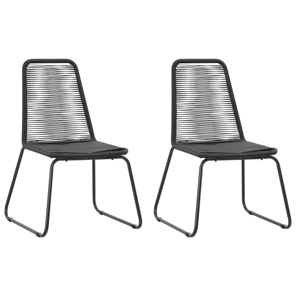 Dining Set Black PVC Rattan Compact Lightweight Dining Set
