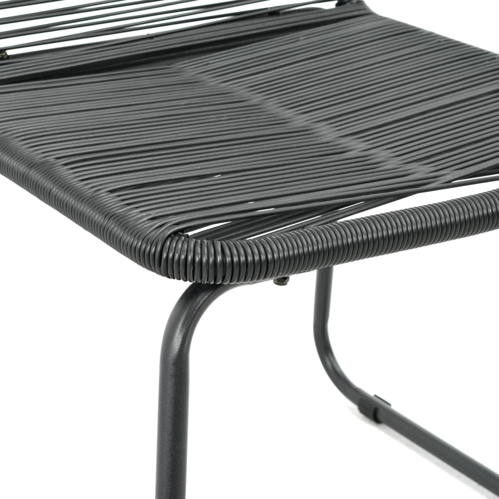 Dining Set Black PVC Rattan Compact Lightweight Dining Set