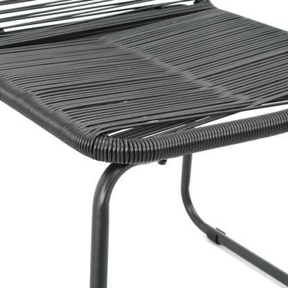 Dining Set Black PVC Rattan Compact Lightweight Dining Set