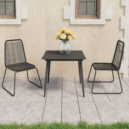 Dining Set Black PVC Rattan Compact Lightweight Dining Set