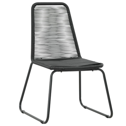 Dining Set Black PVC Rattan, Powder-Coated Steel, Glass