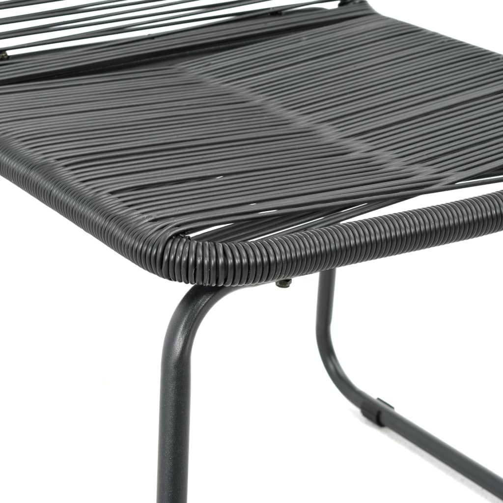 Dining Set Black PVC Rattan, Powder-Coated Steel, Glass