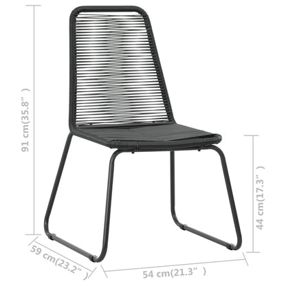 Dining Set Black PVC Rattan, Powder-Coated Steel, Glass
