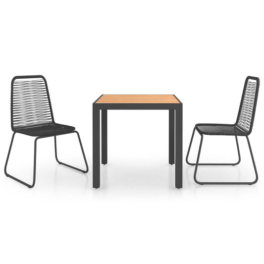 Dining Set Black and Brown PVC Rattan Compact Lightweight
