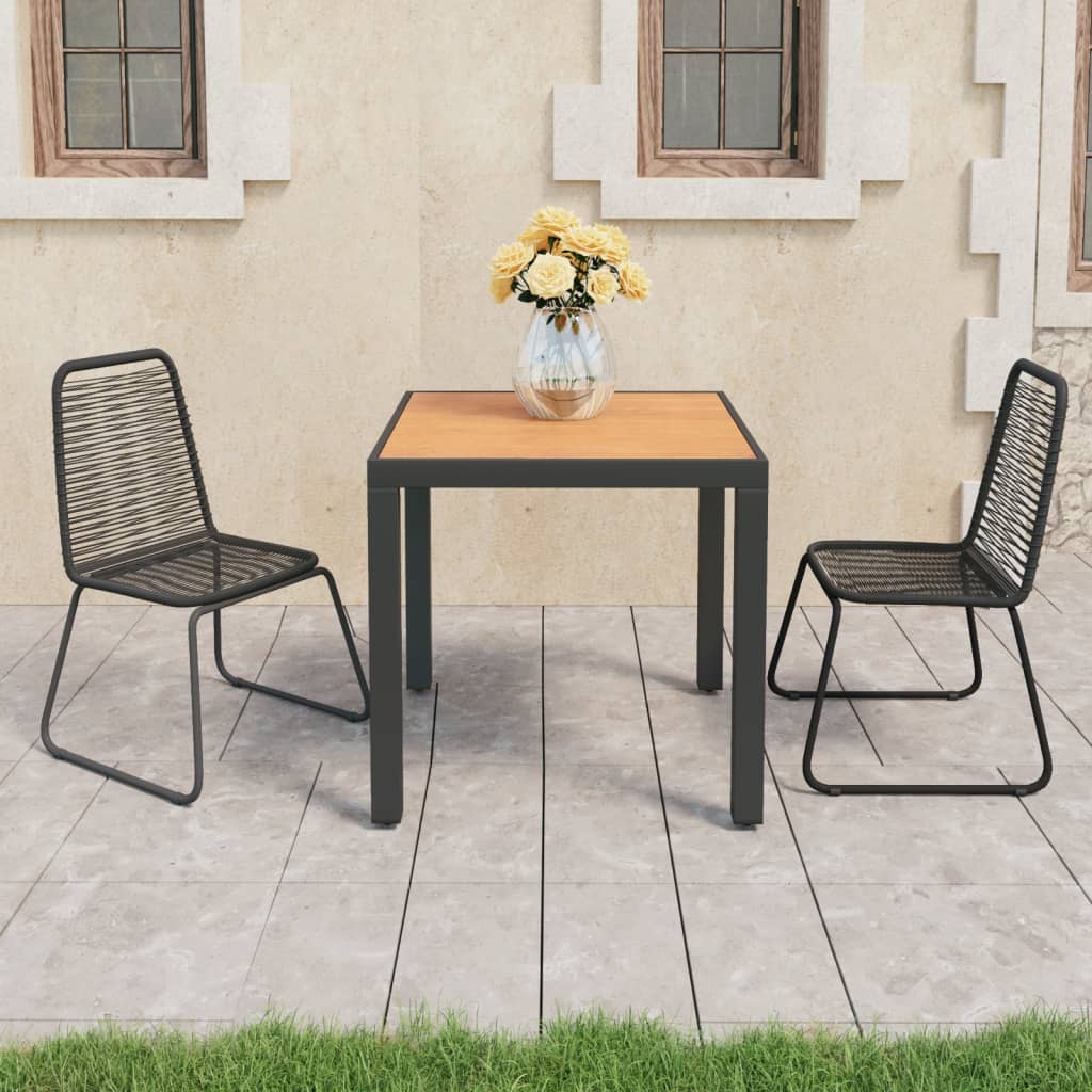 Dining Set Black and Brown PVC Rattan Compact Lightweight