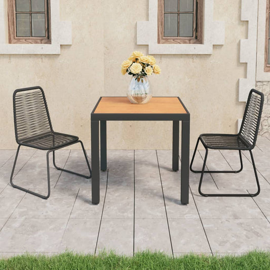Dining Set Black and Brown PVC Rattan Compact Lightweight