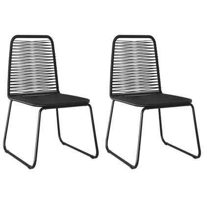 Dining Set Black PVC rattan, powder-coated steel, glass Standard