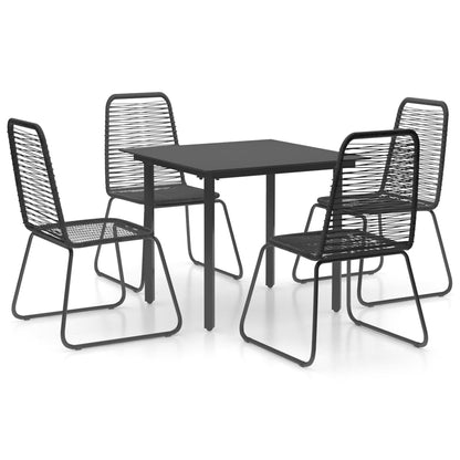 Dining Set Black PVC Rattan 5 Piece Set Light Weight Dining Set