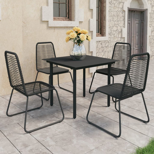 Dining Set Black PVC Rattan 5 Piece Set Light Weight Dining Set