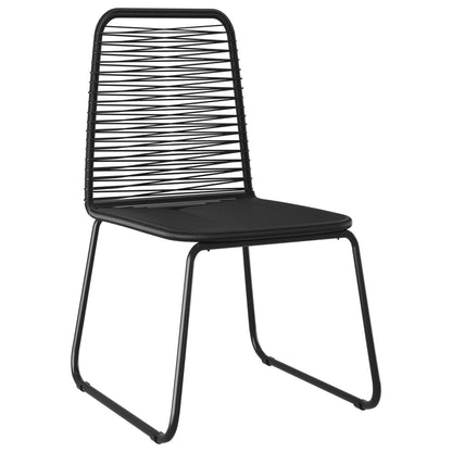 Dining Set Black PVC Rattan, Powder-Coated Steel, Glass 5-piece