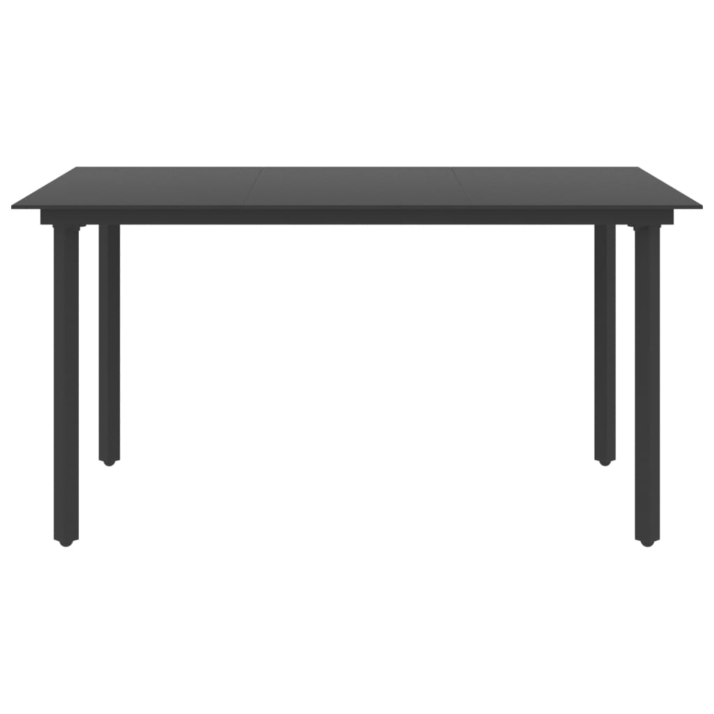 7 Piece Patio Dining Set PVC Rattan Black