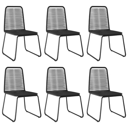 7 Piece Patio Dining Set PVC Rattan Black