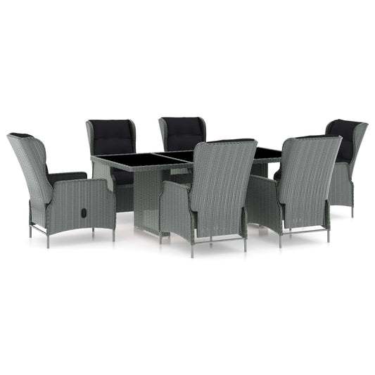 Outdoor Dining Set Light Grey, Black