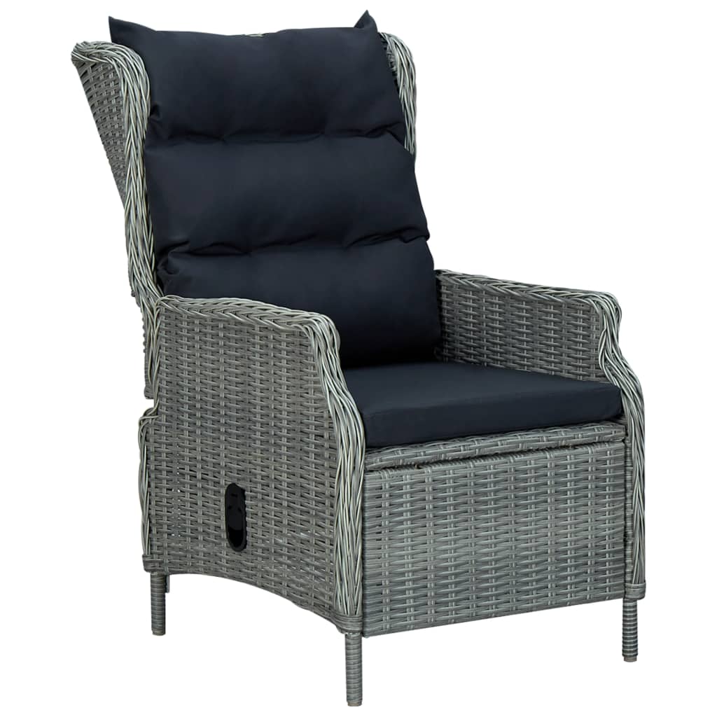 7 Piece Patio Dining Set with Cushions Poly Rattan Light Gray