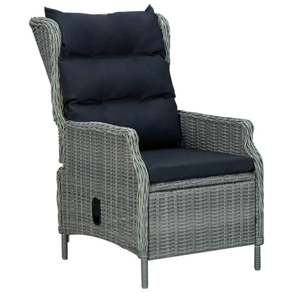 7 Piece Patio Dining Set with Cushions Poly Rattan Light Gray