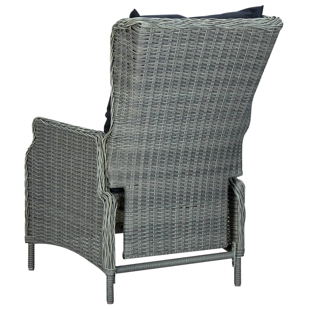 7 Piece Patio Dining Set with Cushions Poly Rattan Light Gray
