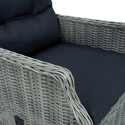 7 Piece Patio Dining Set with Cushions Poly Rattan Light Gray