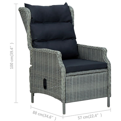 7 Piece Patio Dining Set with Cushions Poly Rattan Light Gray