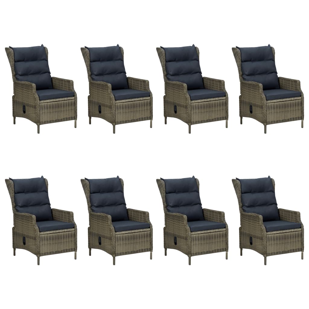 Patio Dining Set Set of 8 Brown Round PE rattan 9 Piece Set
