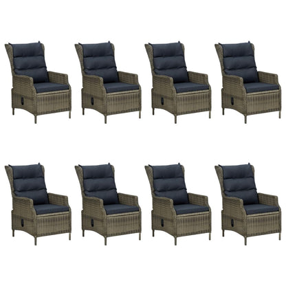 Patio Dining Set Set of 8 Brown Round PE rattan 9 Piece Set